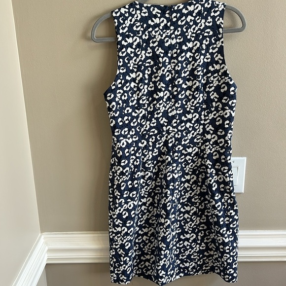 Banana Republic Factory Blue Black White Print Sheath Sleeveless Dress Size 5 - Picture 6 of 7